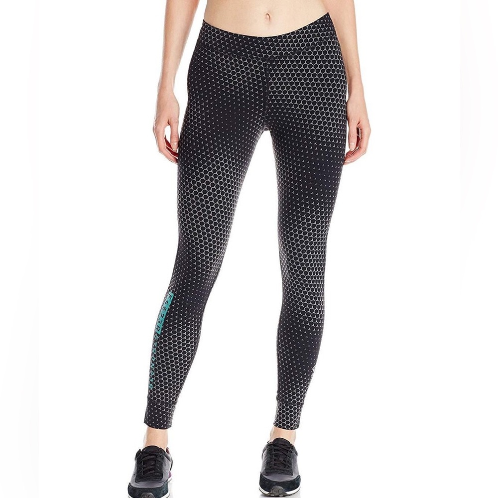 Black and White Geometric Reebok Women's One Series Print Leggings XS